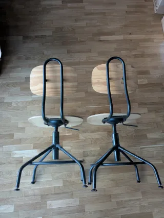 Tres Sillas KULLABERG IKEA de Madera Pino y Metal.