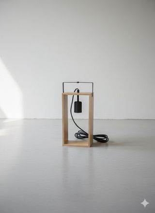 Candeeiro de mesa madeira e metal