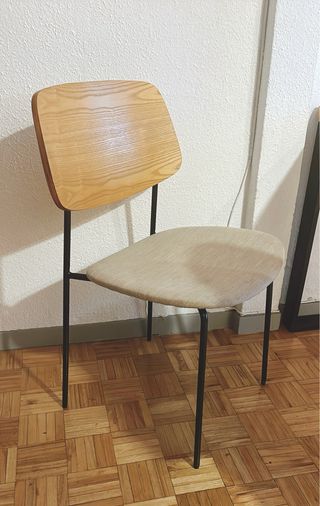 Set di 2 sedie da pranzo nordiche in legno e tessuto