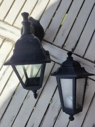 Farol Exterior Negro Metal y Cristal