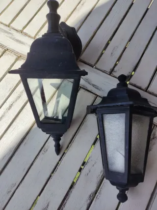 Farol Exterior Negro Metal y Cristal