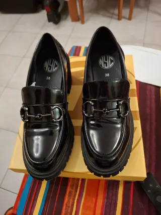 Mocasines tacón plataforma NYC negro 38