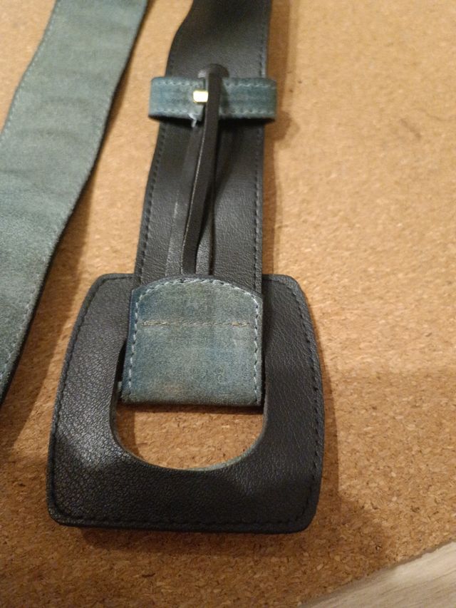 Cinturón PLANET Piel Ante Azul Verdoso Talla S/M