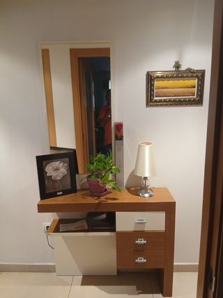 Entradita recibidor madera y cristal