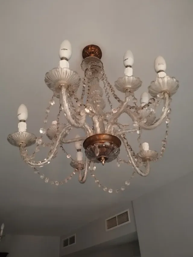 Lámpara de techo antigua cristal y metal