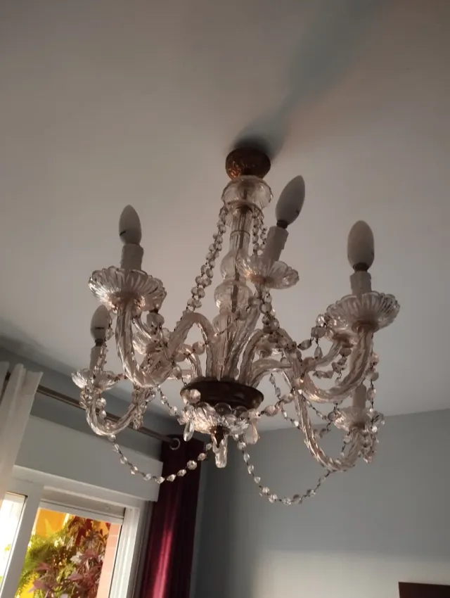 Lámpara de techo antigua cristal y metal