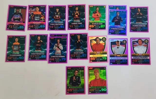 16 Cartas Topps Turbo Attax 2023 Pink Paralel