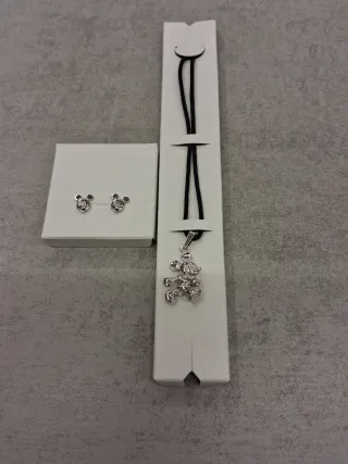 Collar y Pendientes Mickey Mouse Plata