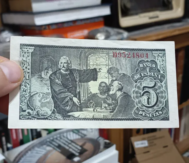 Billete 5 Cinco Pesetas 1943 Isabel La Católica!