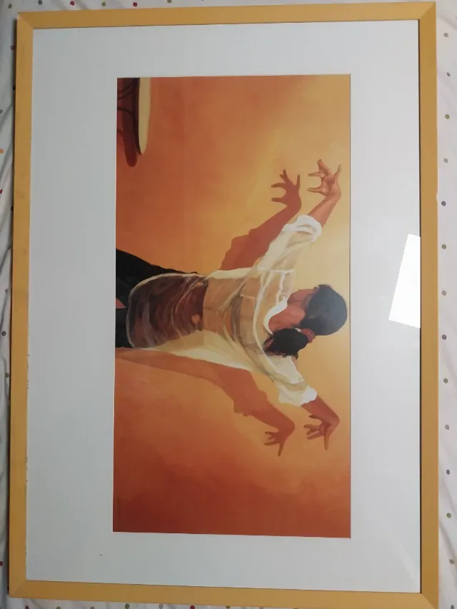 Cuadro grande de baile flamenco, con cristal.