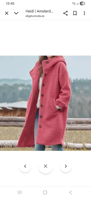 Abrigo de lana rosa mujer