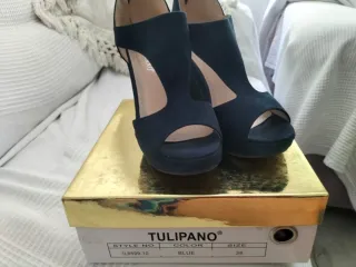 Zapatos de plataforma Tulipano azul talla 38
