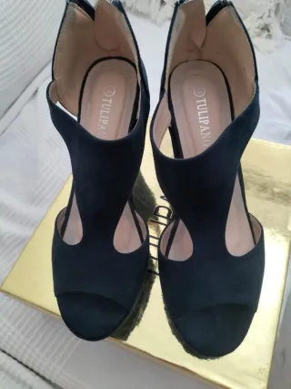 Zapatos de plataforma Tulipano azul talla 38