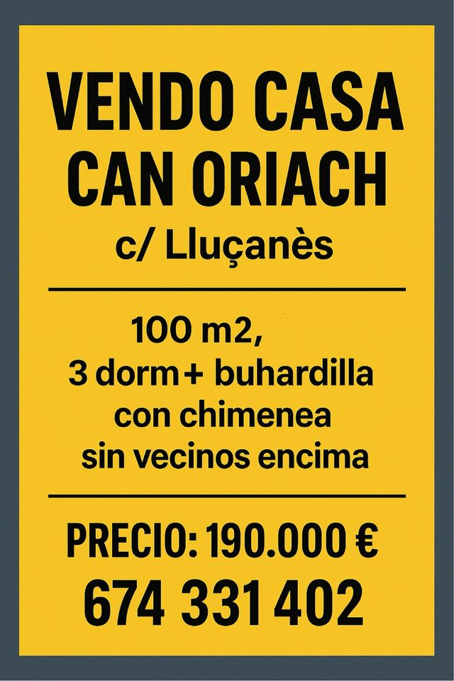 VENDO CASA EN CAN ORIACH
