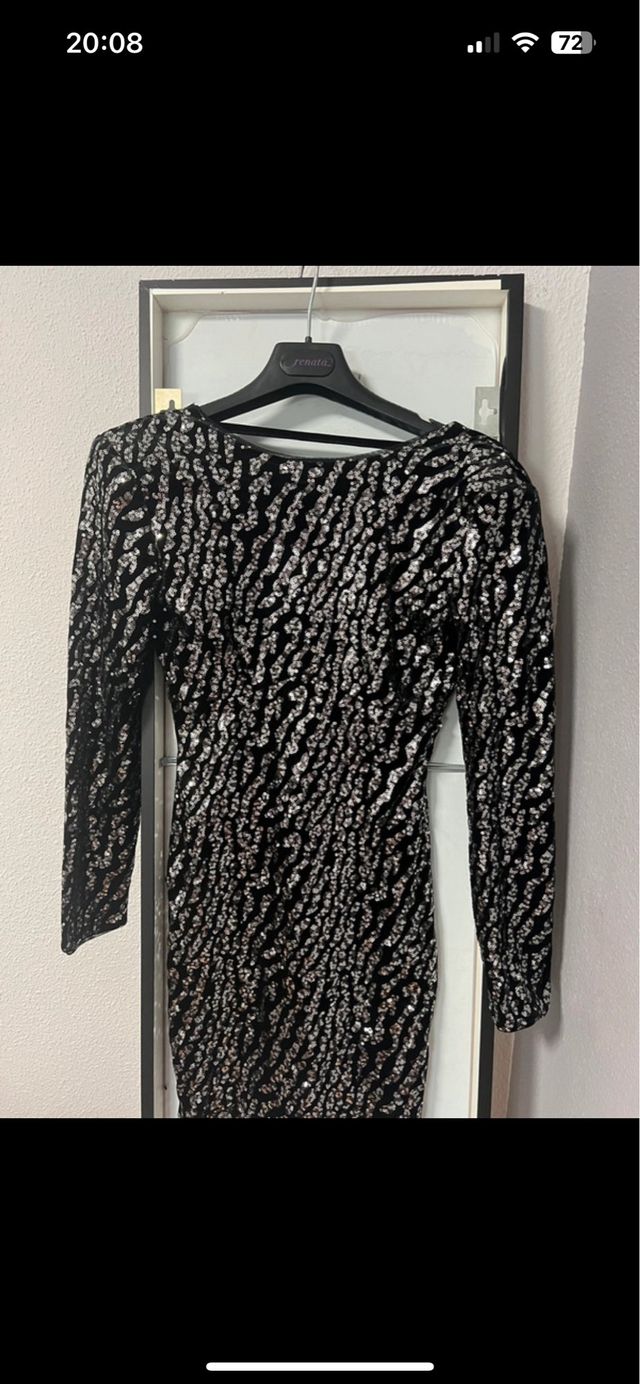 Vestido corto lentejuelas manga larga manga larga