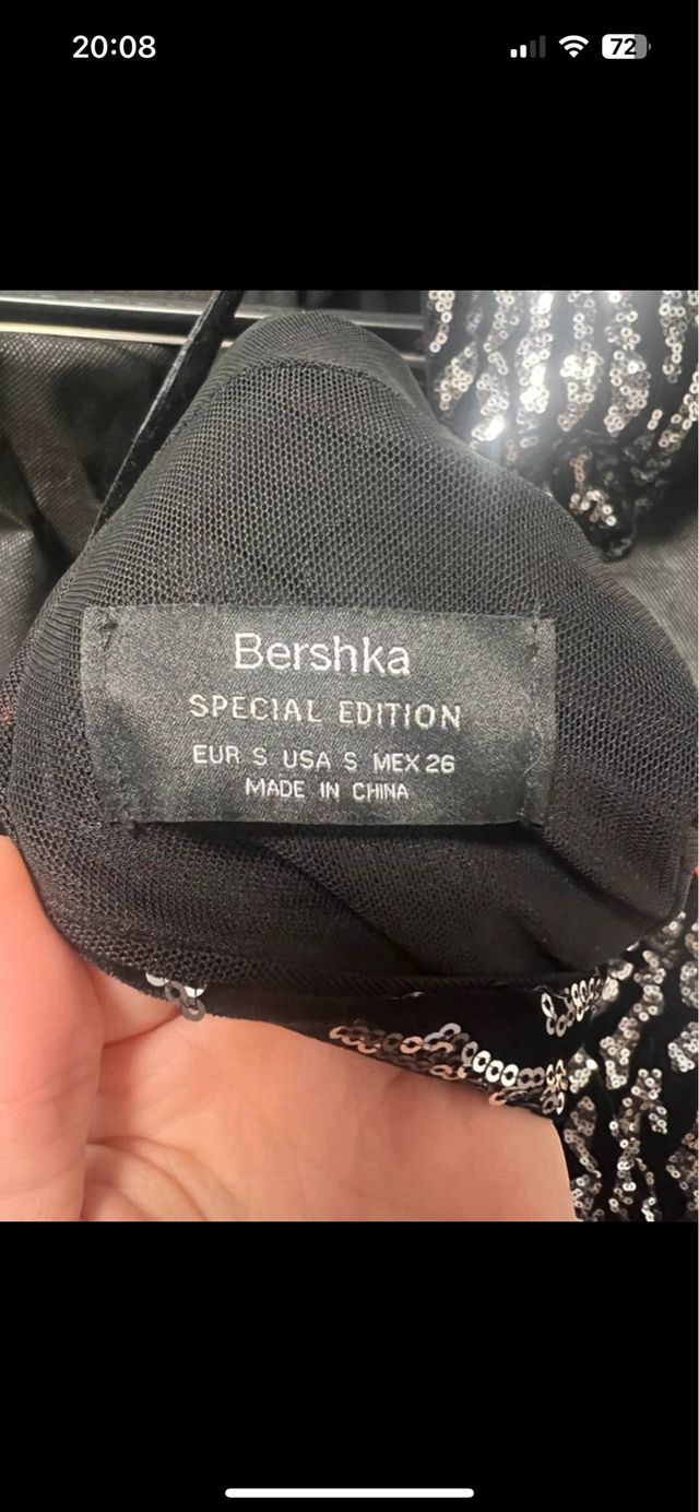 Vestido corto lentejuelas manga larga manga larga