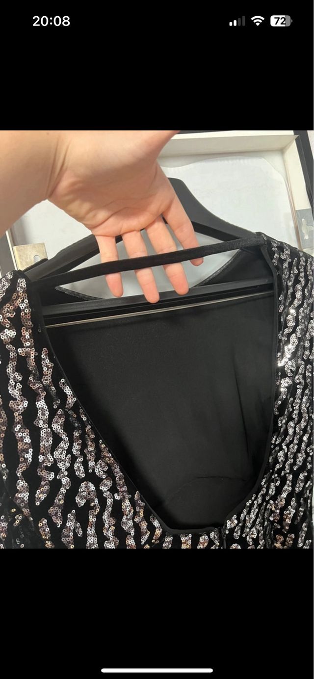 Vestido corto lentejuelas manga larga manga larga