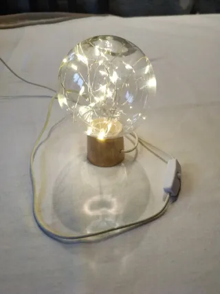 Lámpara Luna USB Base Madera Transparente