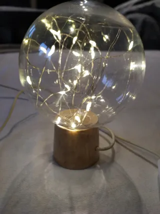 Lámpara Luna USB Base Madera Transparente