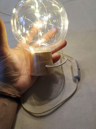 Lámpara Luna USB Base Madera Transparente