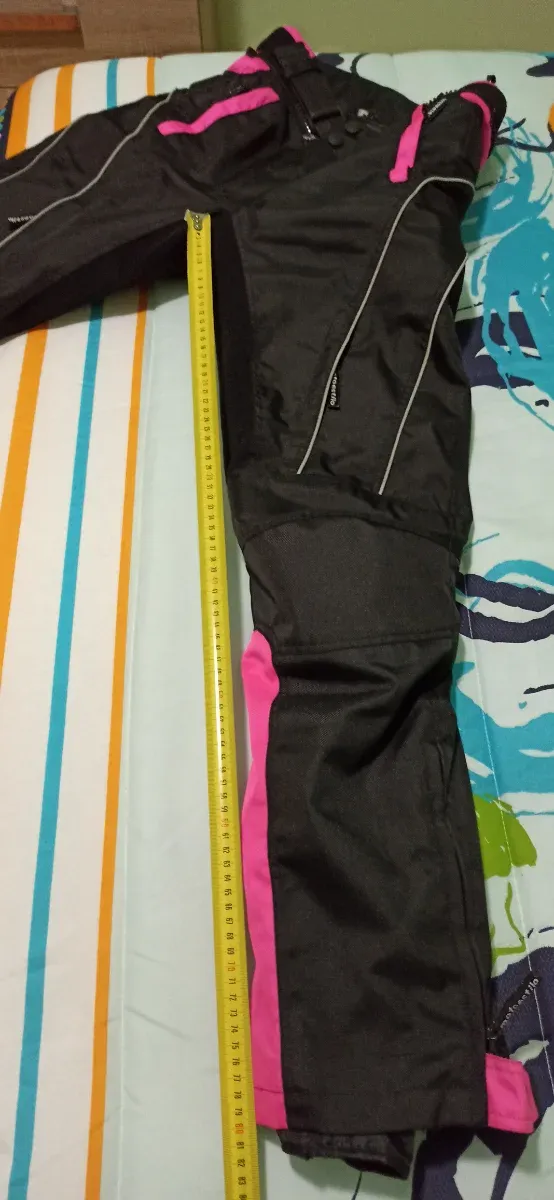 Pantalón Moto Cordura Mujer Negro/Rosa