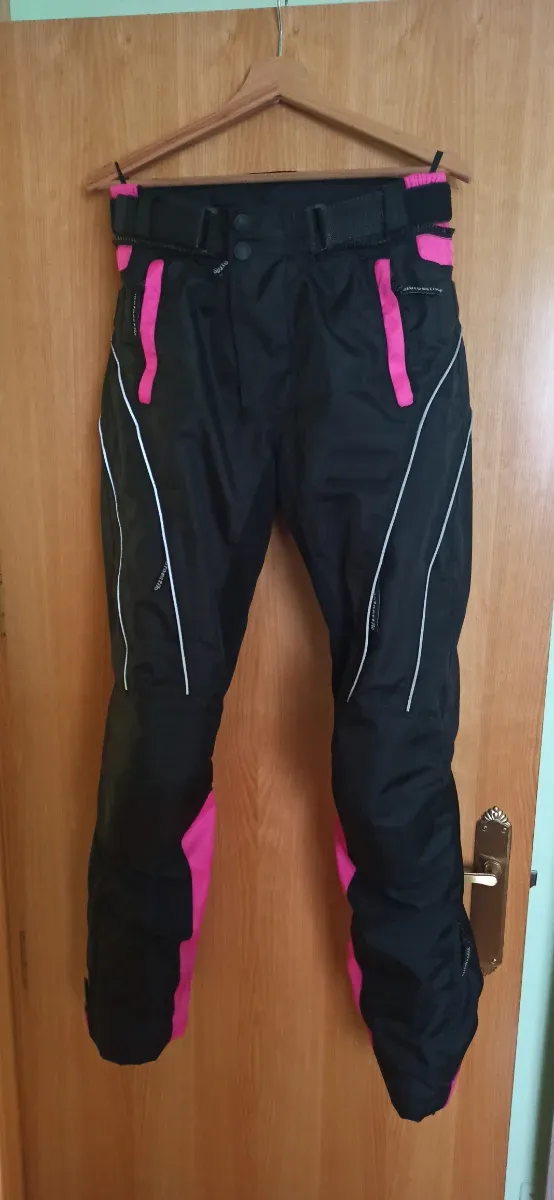 Pantalón Moto Cordura Mujer Negro/Rosa