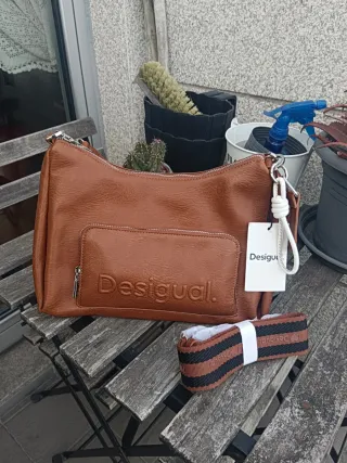 Bolso Desigual Marrón Cuero Sintético