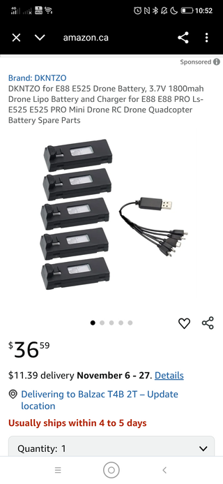 Batería y cargador Dkntzo para dron E88 E525