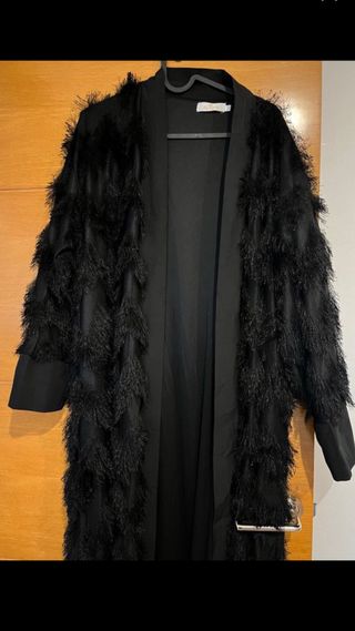 Kimono negro con flecos talla única