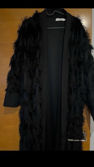 Kimono negro con flecos talla única