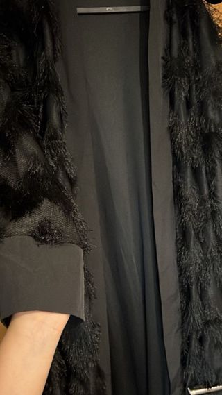 Kimono negro con flecos talla única