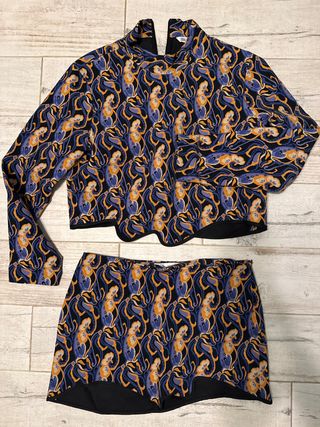 Conjunto Zara Top y Falda Estampado Pulpo