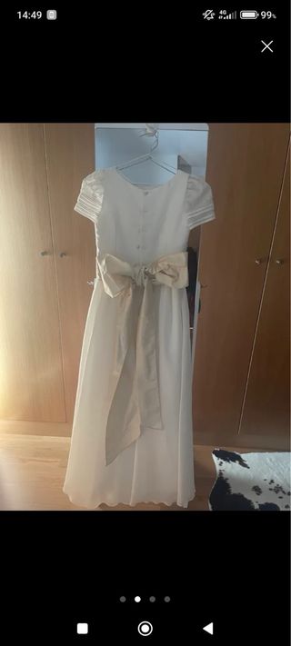 Vestido de comunión blanco y dorado talla 11 