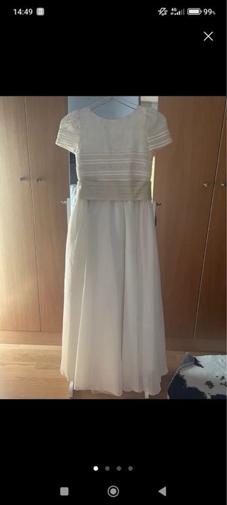 Vestido de comunión blanco y dorado talla 11 