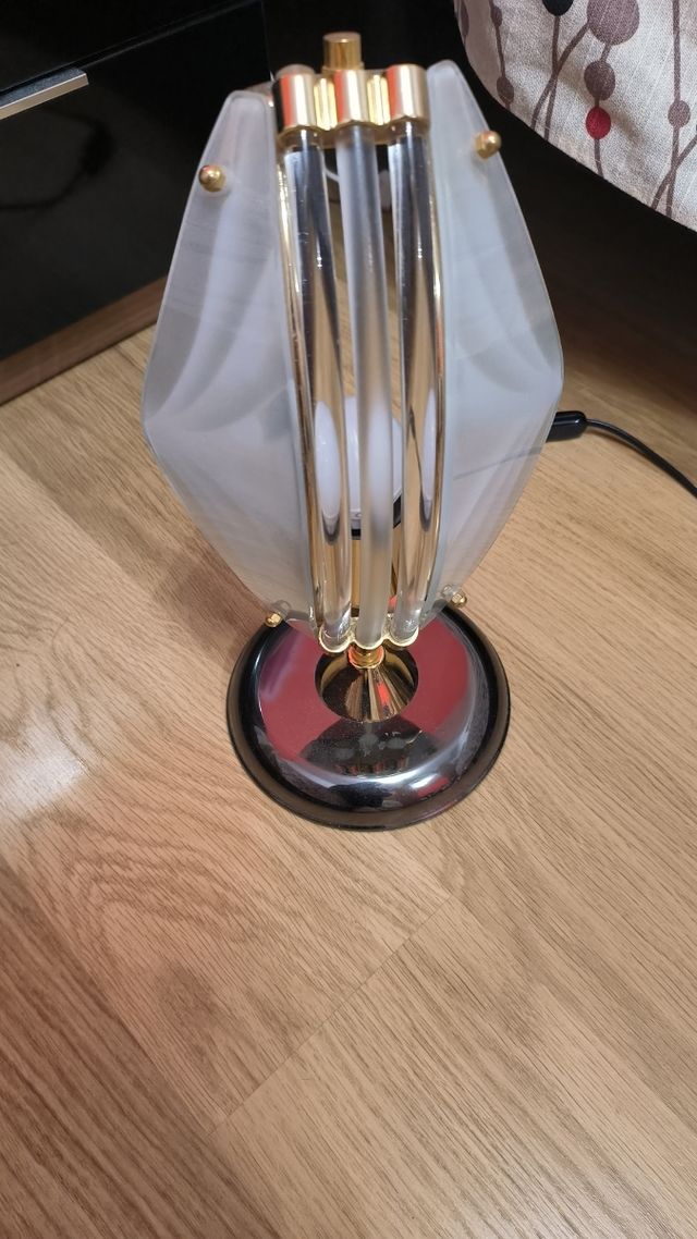 Lámpara Vintage Cristal y Metal Dorado