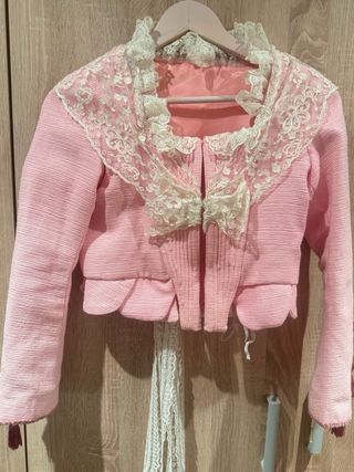 Traje de Fallera Beige y Rosa 
fallera mayor inf.
