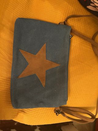 Bolso de mano y colgar azul y marrón