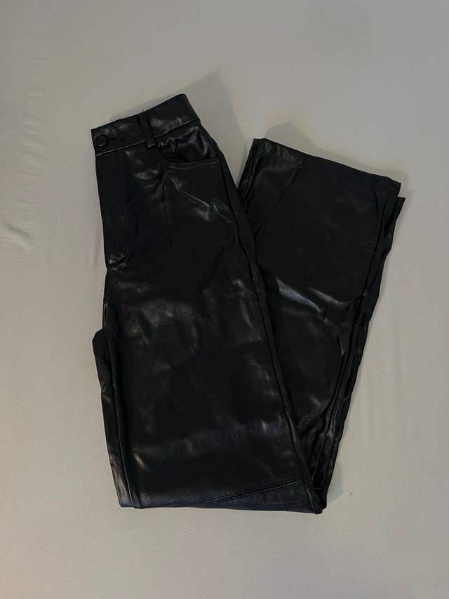 Pantalones de cuero Shein negros