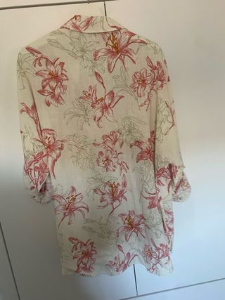 Camisa Zara Larga Estampada Flores