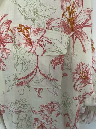 Camisa Zara Larga Estampada Flores