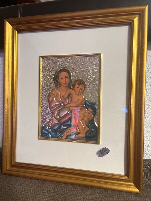 Cuadro Virgen María Metal Dorado