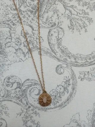 Colgante acero inoxidable con piedra rosa