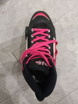 Patines de 4 ruedas  playlife negros y rosas talla