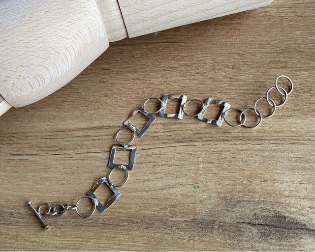 Pulsera de plata 925 con eslabones cuadrados