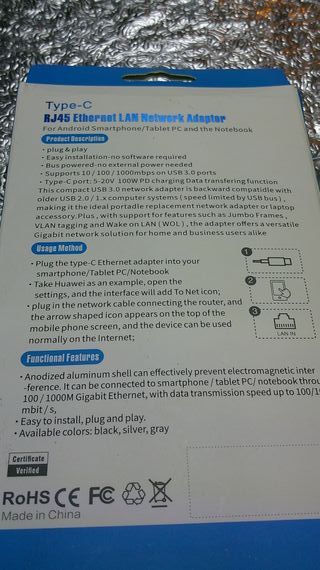 Adaptador RJ45 para tablet, portátil o smartphone