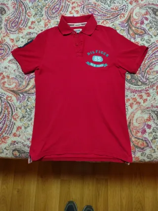 Polo Tommy Hilfiger rojo hombre manga corta