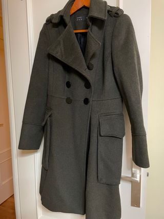 Abrigo paño Zara T. M verde oliva