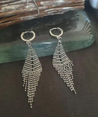 Pendientes largos plata