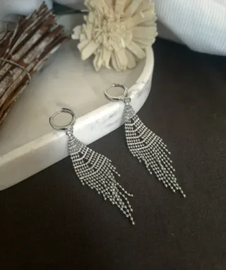 Pendientes largos plata