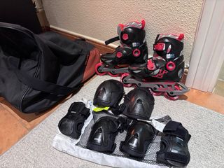 Patines en línea + bolsa transporte + refuerzos 